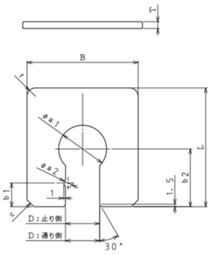 ハサミゲージの寸法.  【呼び寸法D : 3~30 】